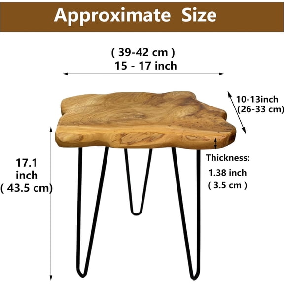 Natural  End Table with Hairpin , Solid Cedar Wood Side Table for Living Room Bedroom Farmhouse Decor