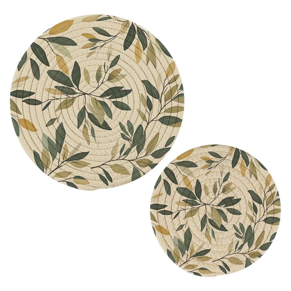Natural Environment Trivets Potholders Cotton Braided Potholders Heat-Resistant Pads 7.09'' and 9.45''