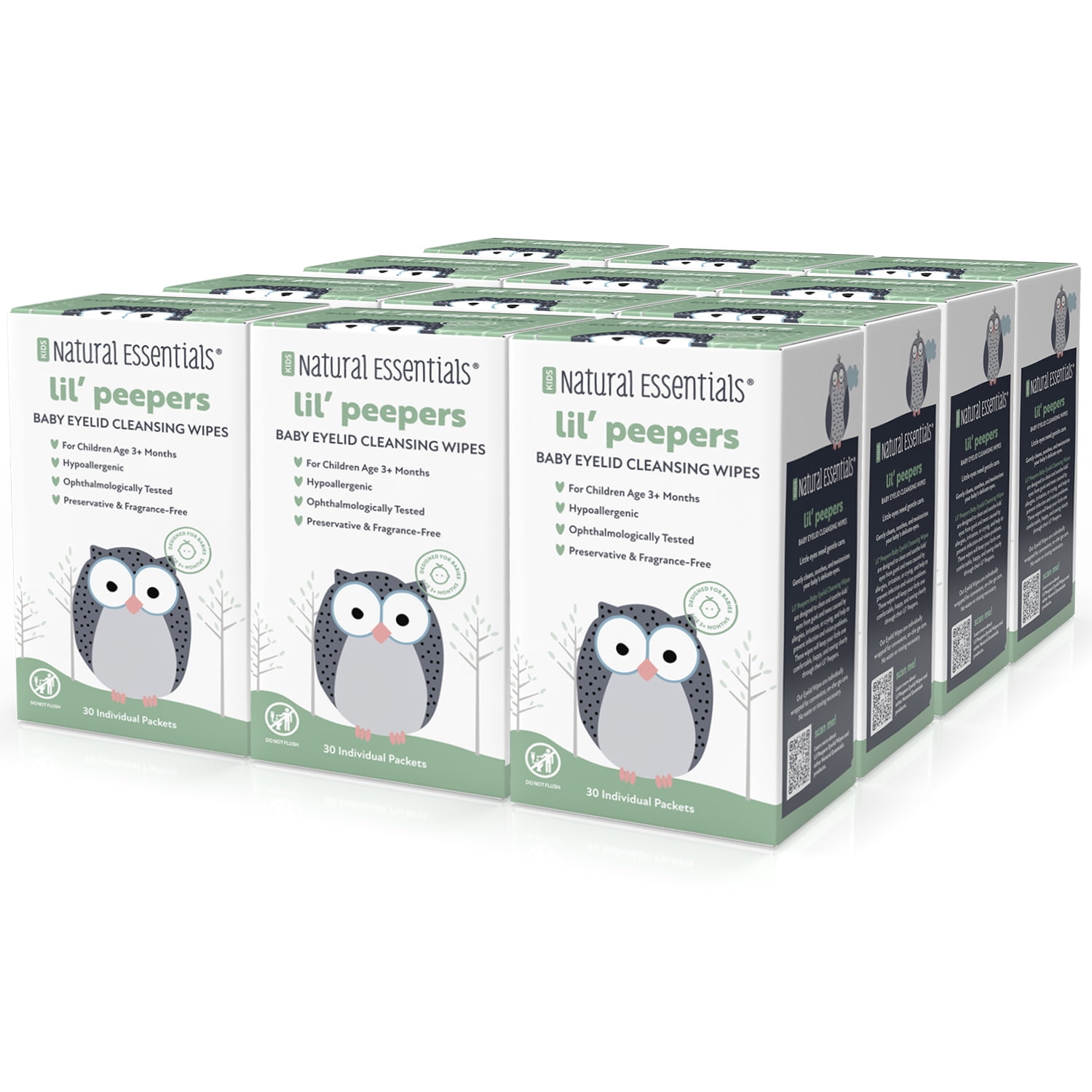 Natural Essentials Kids Lil' Peepers Eyelid Wipes 30ct, 12pk Case