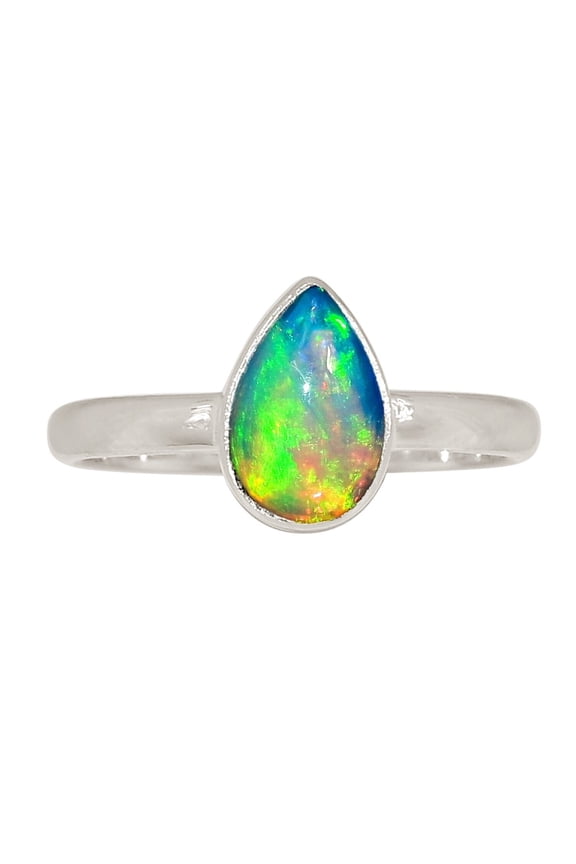 Natural Ethiopian Opal 925 Sterling Silver Ring Jewelry s.7 ALLR-30126