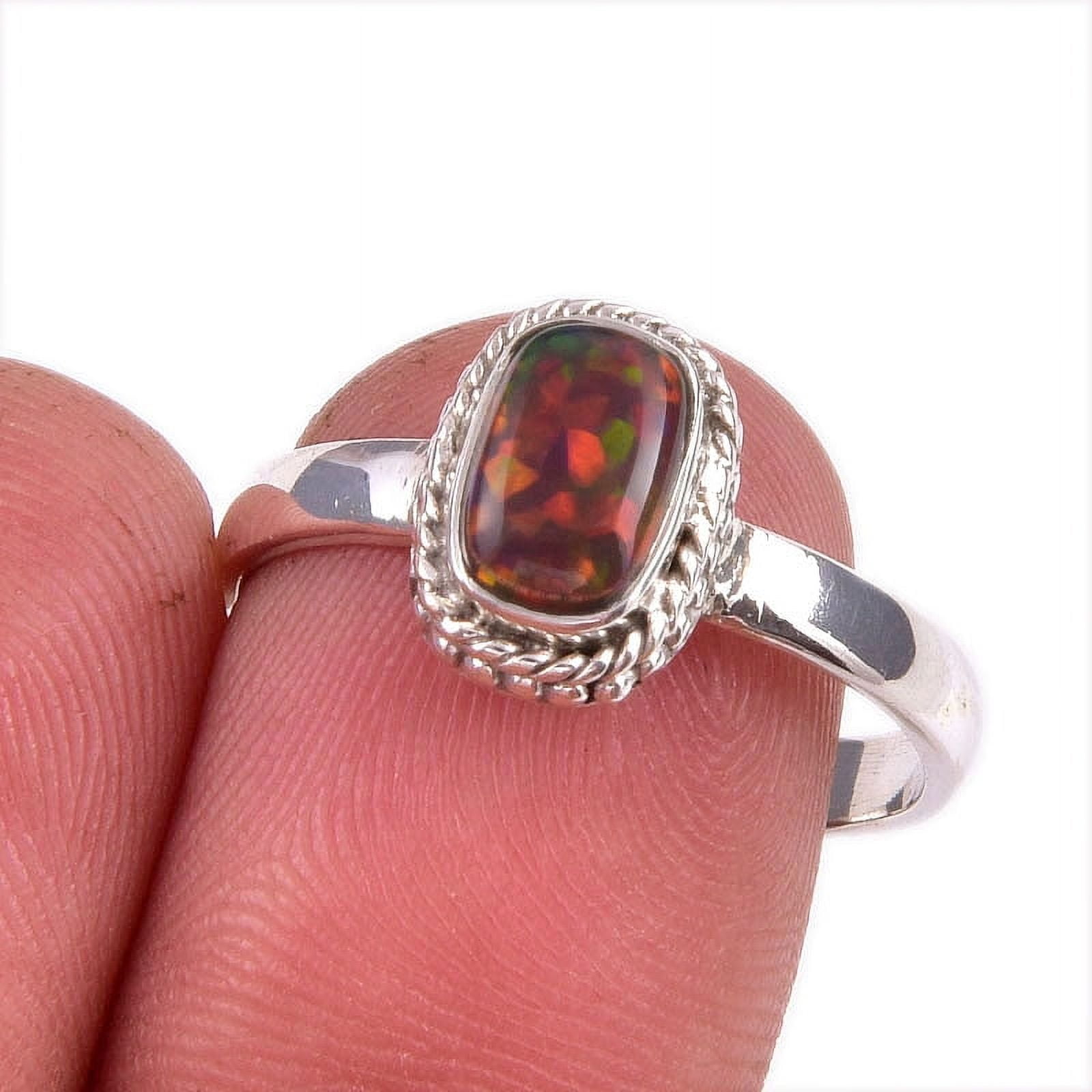 DIVINESILVERUSAINC Natural Ethiopian Opal Gemstone Handmade 925 Solid Sterling Silver Ring S.9