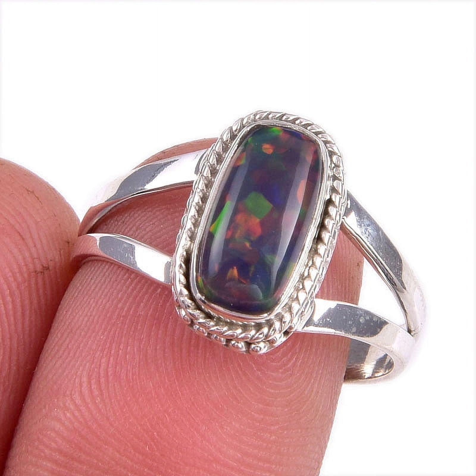 DIVINESILVERUSAINC Natural Ethiopian Opal Gemstone Handmade 925 Solid Sterling Silver Ring S.9