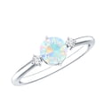 thumbnail image 1 of Rosec Jewels Natural Ethiopian Opal Promise Ring with Diamond - AAA Quality - Ready to Gift for Valentines Day, 14K White Gold, US 10.50, 1 of 8