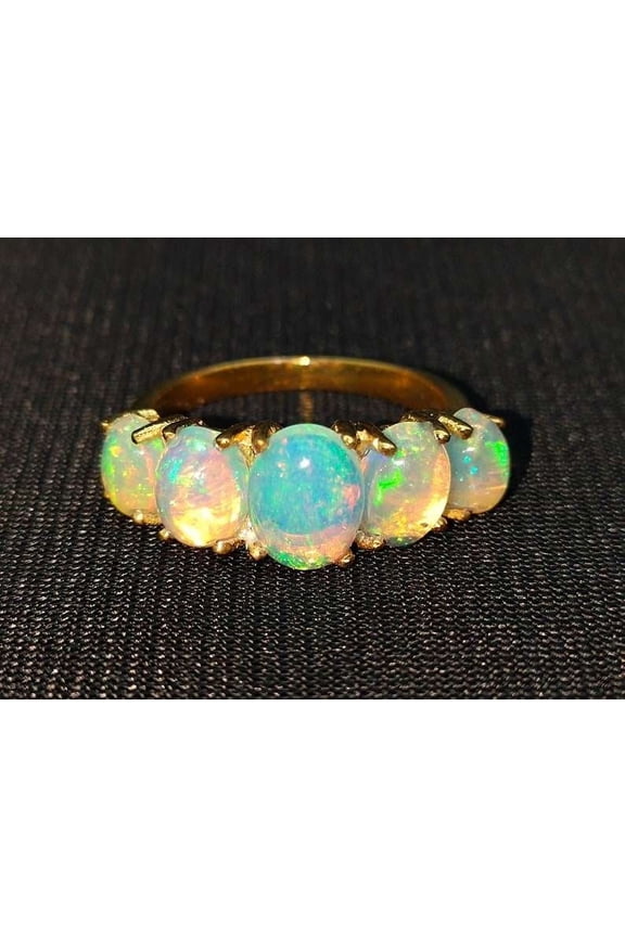 Natural Ethiopian Opal Ring, 925 Sterling Silver, Stunning Fire Opal Ring, Fire Opal Cabochon Ring, Gift For Her