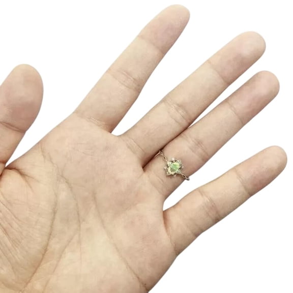 Natural Ethiopian Opal Ring, AAA Opal Gemstone Ring, October Birthstone, Zircon Women Ring, Gold Micron, 925 Sterling Silver, Promise Ring, Dainty Minimalist Stacking jewelry, Mother's day Gift Ring