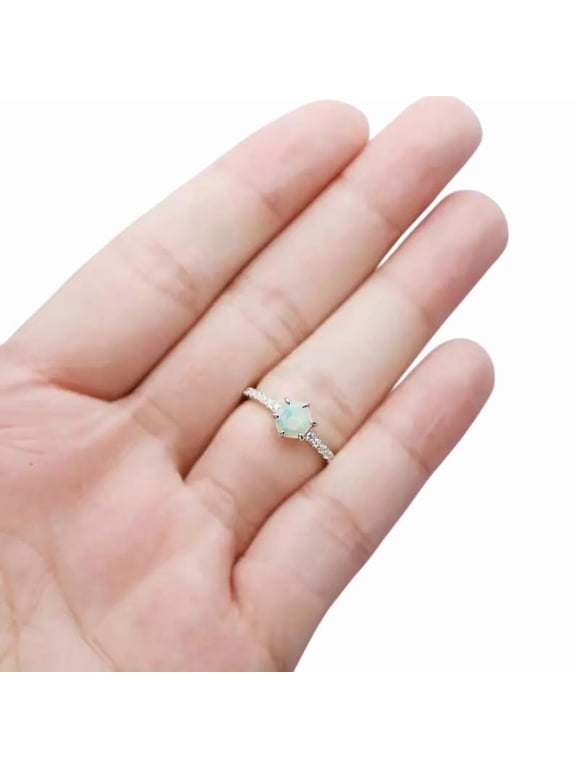 Natural Ethiopian Opal Ring, AAA Opal Gemstone Ring, October Birthstone, Zircon Women Ring, Gold Micron, 925 Sterling Silver, Solitaire Ring, Dainty Minimalist Stacking jewelry, Anniversary Gift Ring