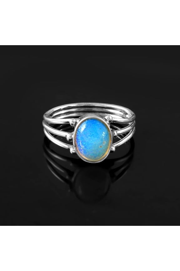 Natural Ethiopian Opal Ring Welo Fire Precious Opal Rainbow Silver Gemstone Ring | Perfect Gift for Any Occasion