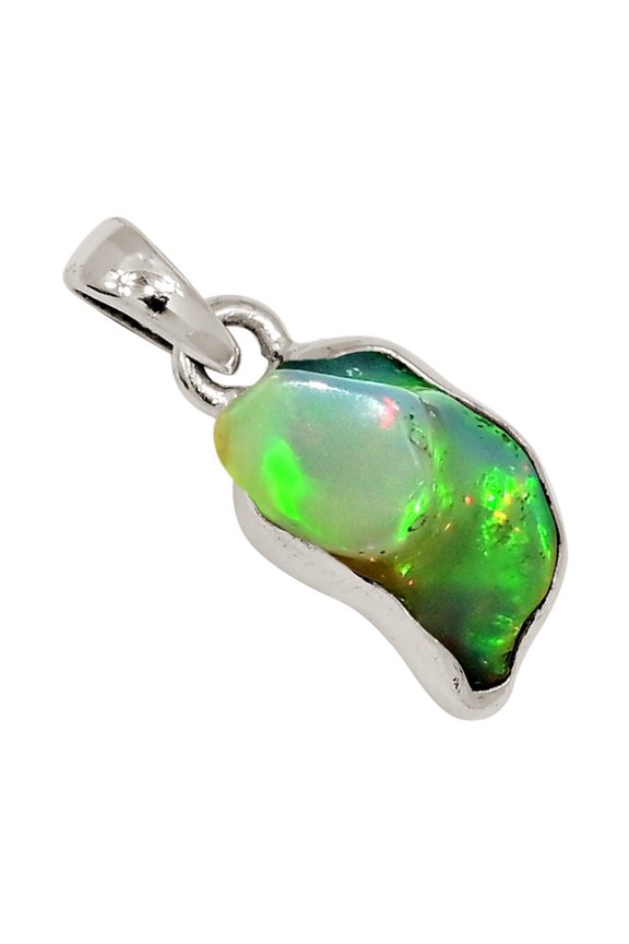 Natural Ethiopian Opal Rough 925 Sterling Silver Pendant Jewelry ALLP-29057