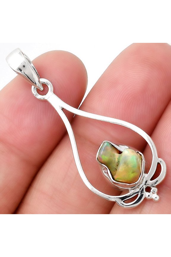 Natural Ethiopian Opal Rough 925 Sterling Silver Pendant Jewelry P-1633 SDP154703
