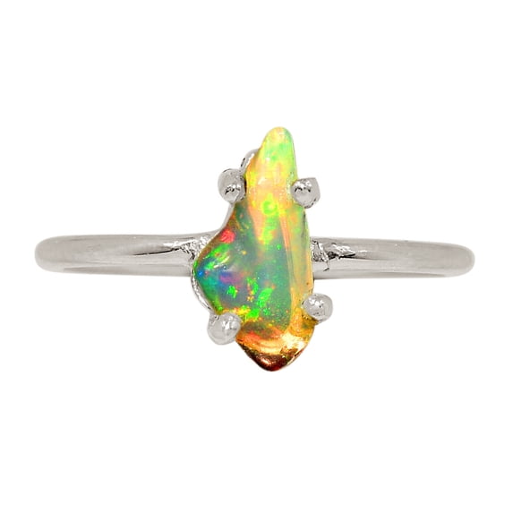 Natural Ethiopian Opal Rough 925 Sterling Silver Ring Jewelry s.8.5 ALLR-25641