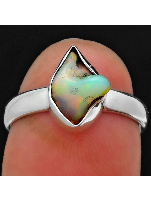 Natural Ethiopian Opal Rough 925 Sterling Silver Ring s.7.5 Jewelry R-1001 SDR157594