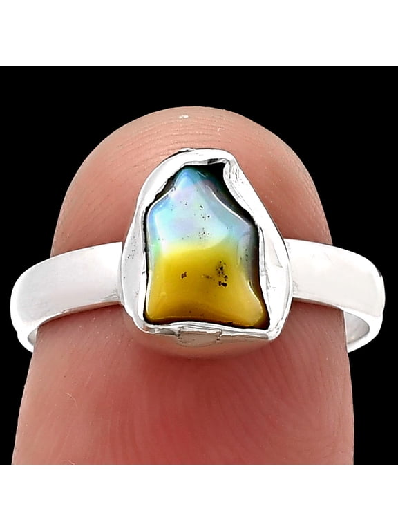 Natural Ethiopian Opal Rough 925 Sterling Silver Ring s.7 Jewelry R-1001 SDR215526