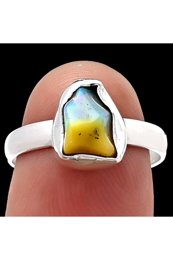Natural Ethiopian Opal Rough 925 Sterling Silver Ring s.7 Jewelry R-1001 SDR215526
