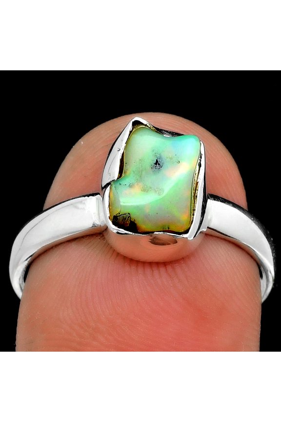 Natural Ethiopian Opal Rough 925 Sterling Silver Ring s.8.5 Jewelry R-1001 SDR157563
