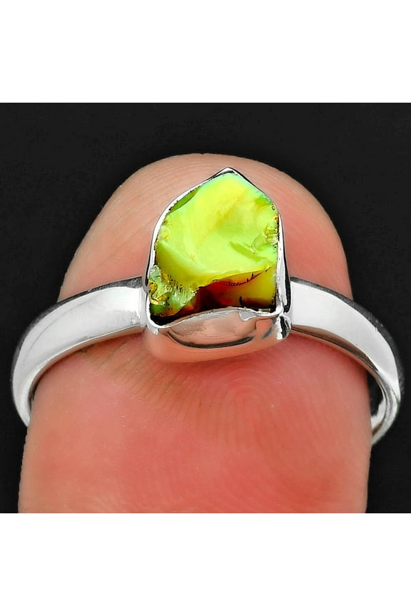 Natural Ethiopian Opal Rough 925 Sterling Silver Ring s.9 Jewelry R-1001 SDR157623