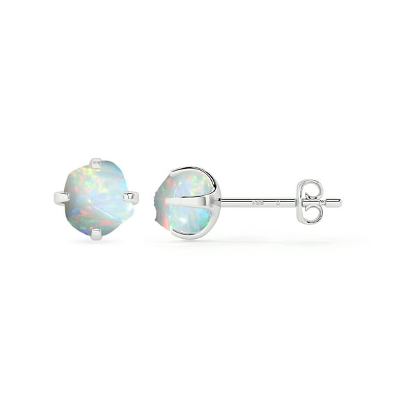 Natural Ethiopian Opal Rough Shape Stud Earrings in Sterling Silver for Women, October Birthstone Jewelry for Her Birthday, Wedding Anniversary, Christmas, Mothers Day