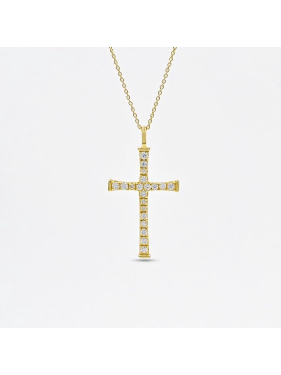 Natural Ethiopian Welo Opal & Moissanite Cross Pendant, Handmade Holy Cross Gold Pendant For Women, Gift For Her