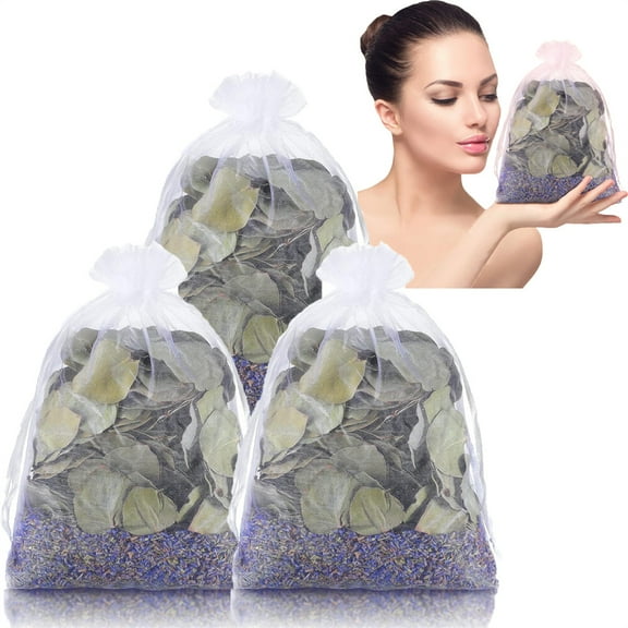 Natural Eucalyptus and Lavender Scented Shower Sachets, Duslogis Large 2.5oz (Pack of 3) - Spiritual Herbs for Relaxation, Eucalyptus Shower Pouches,Stress Relief Eucalyptus,Aromatherapy Bag