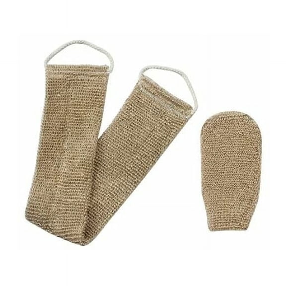 Natural Exfoliating Hemp Back Scrubber, Exfoliating Mitt For Full Body Use, Deep Clean & Invigorate Skin, Easy To Hold Handles, Helps Improve Skin Conditions, Double Sided