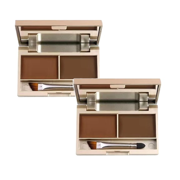 Natural Eyebrow Powder Makeup Set - 2 Tone Eyebrow Shaping Kit with Brushes, Long-Lasting, Water-Resistant, Sweatproof, Soft Natural Finish, Compact Mirror Included, Daily Use, Holiday Gift 1PC*2