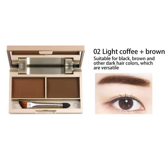 Natural Eyebrow Powder Makeup Set - 2 Tone Eyebrow Shaping Kit with Brushes, Long-Lasting, Water-Resistant, Sweatproof, Soft Natural Finish, Compact Mirror Included, Daily Use, Holiday Gift 1PC*1