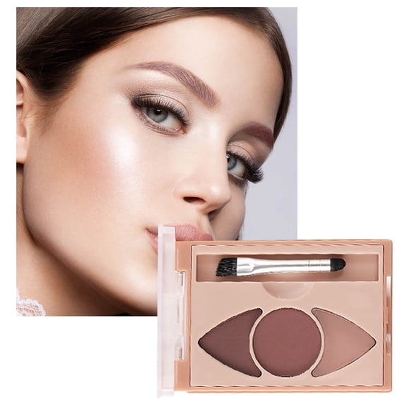 Natural Eyebrow Powder Makeup Set - 3 Natural Tone Eyebrow Powder Kit with Dual-Ended Brush, Shaping and Defining Eyebrows, Long-Lasting Natural Color, Compact Portable 1.41oz 1 PC*1