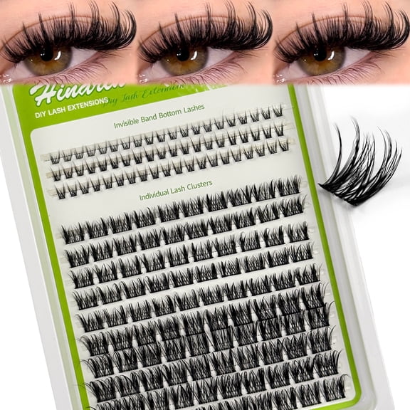 Spiky Wispy Cluster Eyelash Extensions D Curl 8-18mm Natural Individual Lashes with Matching Bottom Lash Clusters DIY at Home Fairy Cat Eye Lashes