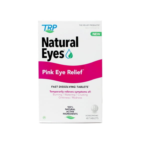 Natural Eyes Pink Eye Relief Fast Dissolving Tablets, Temporarily Relieves Symptoms of: Burning, Watering, Crusting Grittiness, Redness, 48 Count