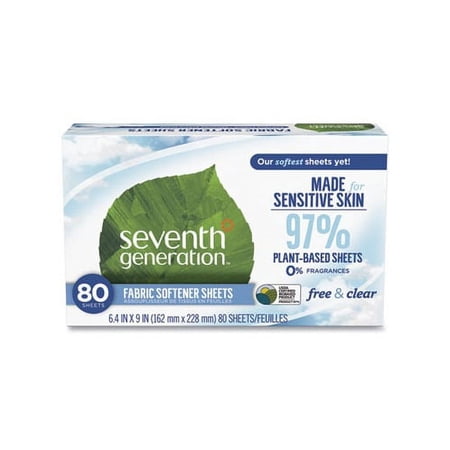 Natural Fabric Softener Sheets Unscented, 80 Sheets/Box, 4/Carton