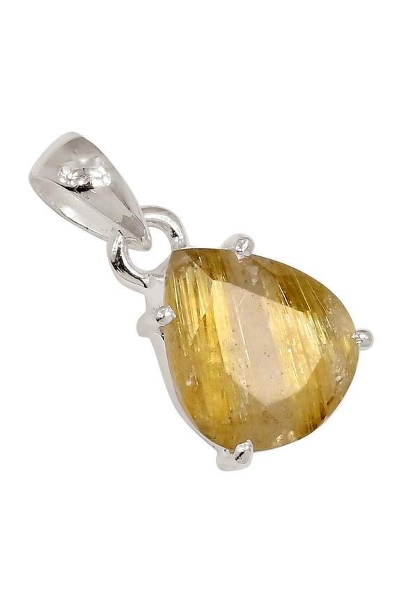 Natural Faceted Golden Rutile - Brazil 925 Silver Pendant Jewelry ALLP-28793
