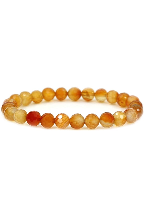 Natural Faceted Red Dream Agate Gemstone 8mm Round Beads Stretch Bracelet 7" Unisex