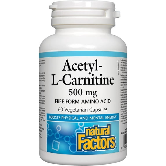 Natural Factors Acetyl L-Carnitine 500 mg, Promotes a Healthy Memory, Concentration and Brain Function, 60 Vegetarian Capsules