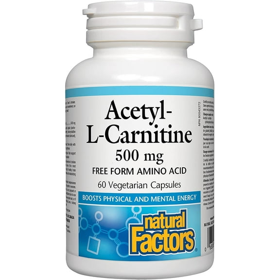 Natural Factors Acetyl L-Carnitine 500 mg, Promotes a Healthy Memory, Concentration and Brain Function, 60 Vegetarian Capsules