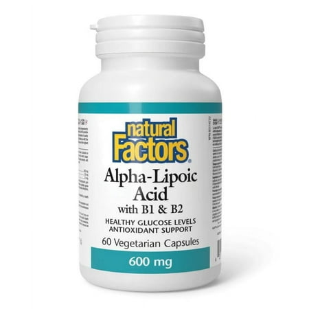 Natural Factors Alpha-Lipoic Acid + B 600 mg, 60 Capsules