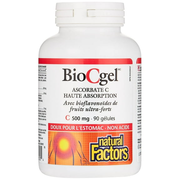 Natural Factors BioCgel Buffered Vitamin C with BerryRich, Gentle on The Stomach, 90 Softgels