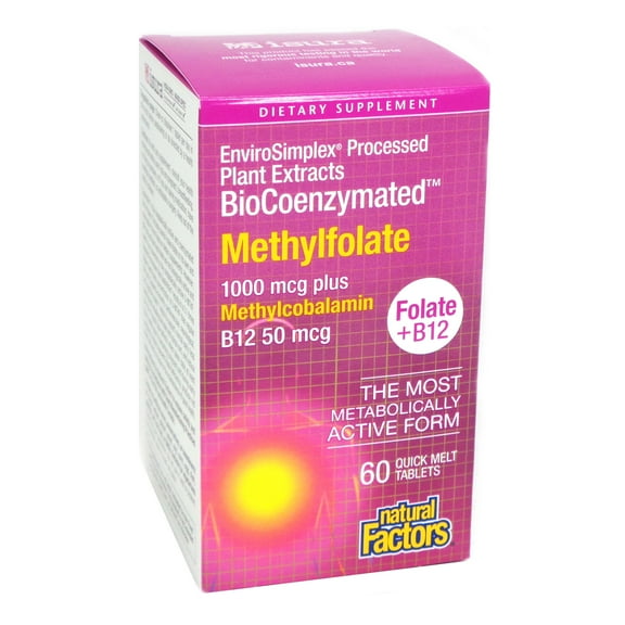 Natural Factors Biocoenzymated Methylfolate 1000 mcg, 60 Tablets