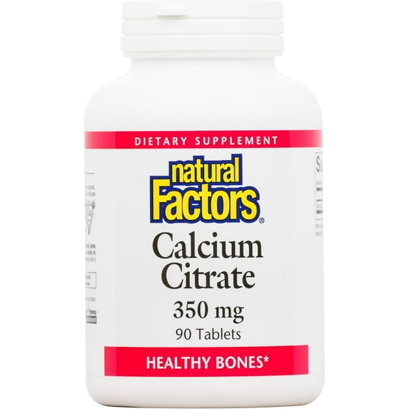 Natural Factors Calcium Citrate, Helps Maintain Strong Bones and Teeth, 90 Tablets (90 servings)