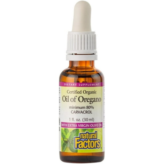 Natural Factors Certified Organic Oil of Oregano, Herbal Supplement for Immune Support, Vegan, Non-GMO, 1 Fl Oz