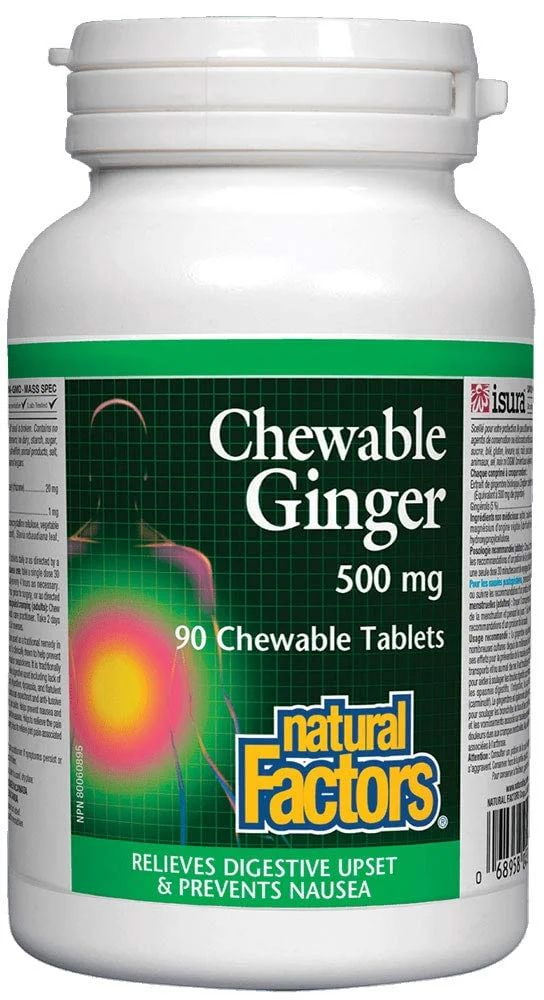 Natural Factors Chewable Ginger 500 mg, 90 Capsules
