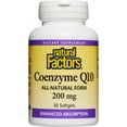thumbnail image 1 of Natural Factors Coenzyme Q10 200 mg, Natural Coenzyme Q10 Supplement for Energy, Heart and Cognitive Support, 30 Softgels, 1 of 8