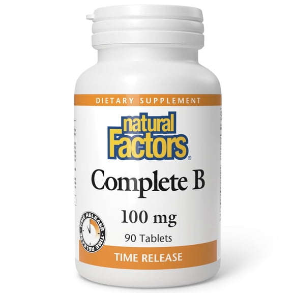 Natural Factors Complete B 100 mg, Time Released Support for a Healthy Energy Levels, Skin, Hair and Vision, 90 Tablets