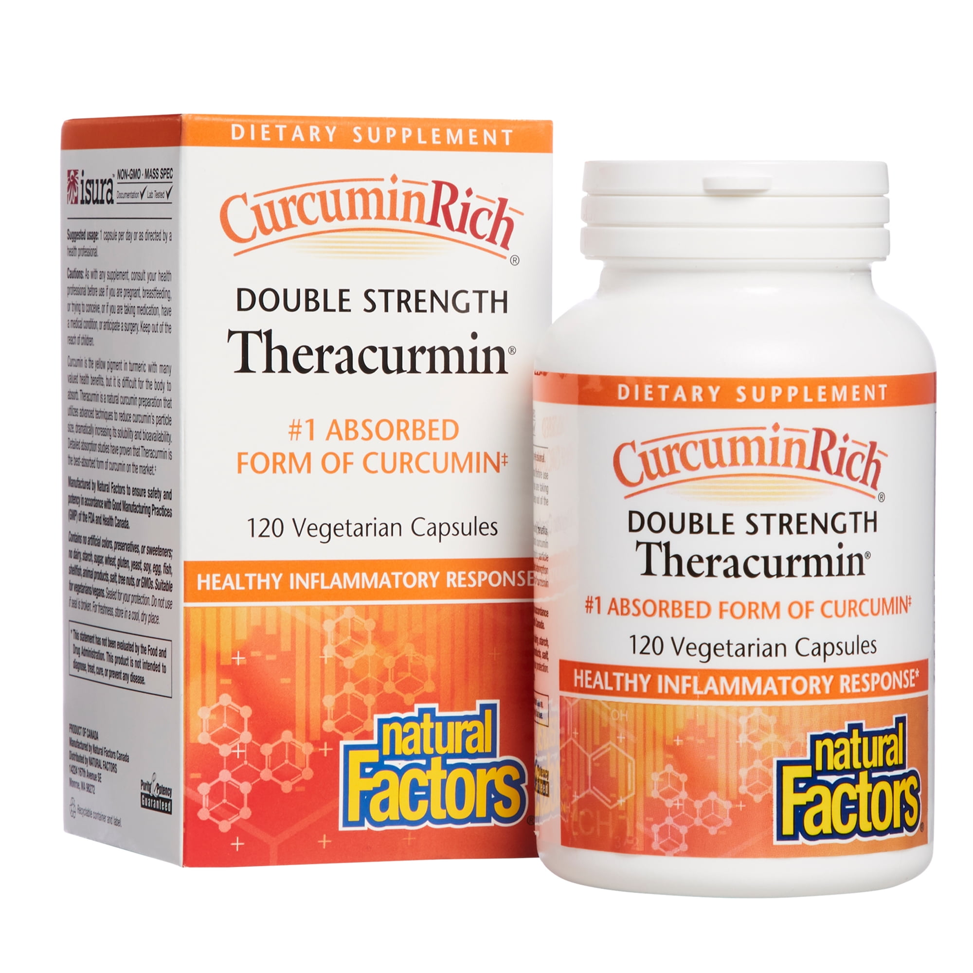 Natural Factors, CurcuminRich, Double Strength Theracurmin, 120 Vegetarian Capsules