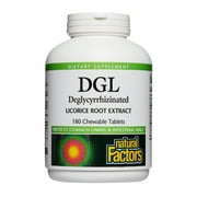 Natural Factors, DGL Licorice Root Extract, Natural Digestive Relief, 180 Tablets