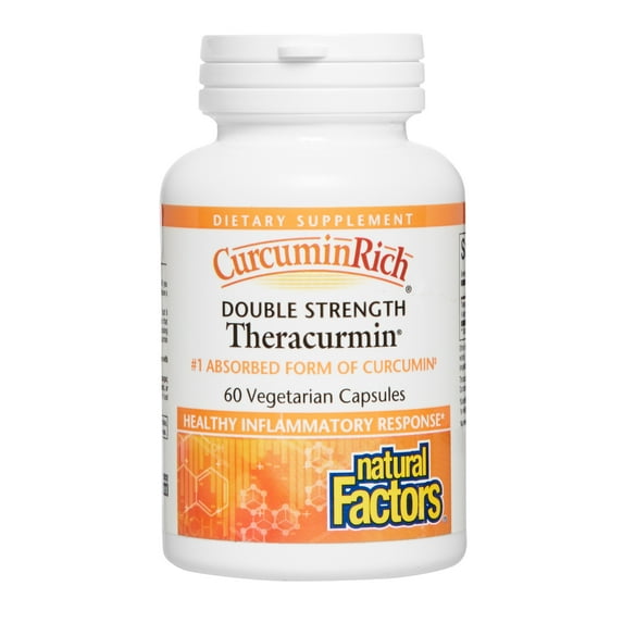 CurcuminRich Double Strength Theracurmin by Natural Factors, Supports Natural Inflammatory Response, Joint and Heart Function, 60 Capsules
