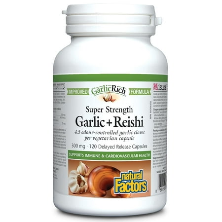 Natural Factors GarlicRich, Super Strength Garlic + Reishi, 120 Delayed Release Vegetarian Capsules