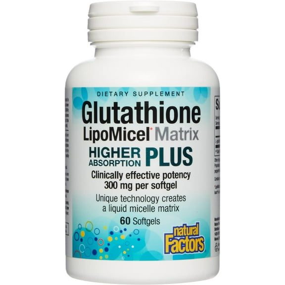 Natural Factors Glutathione LipoMicel Matrix, 300 mg, Offers Higher Absorption & Powerful Antioxidant Support, 60 Softgels