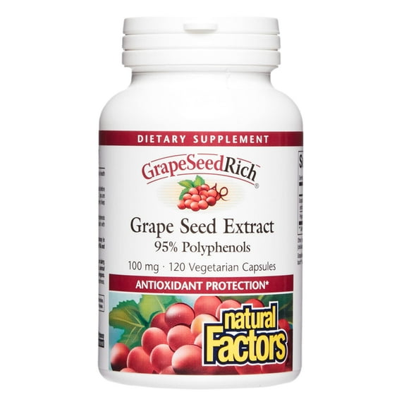 Natural Factors GrapeSeedRich Grape Seed Extract, Antioxidant Support, 120 Capsules