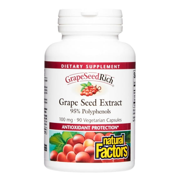 Natural Factors GrapeSeedRich Grape Seed Extract, Antioxidant Support, 90 Capsules