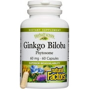 Natural Factors HerbalFactors, Ginkgo Biloba Phytosome, Supports Circulation and Brain Health, 60 Capsules