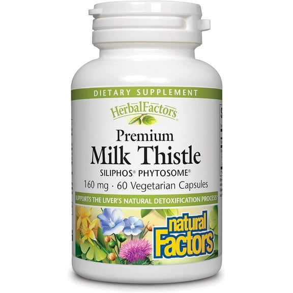 Natural Factors HerbalFactors Premium Milk Thistle, Liver Health Formula, 60 Capsules